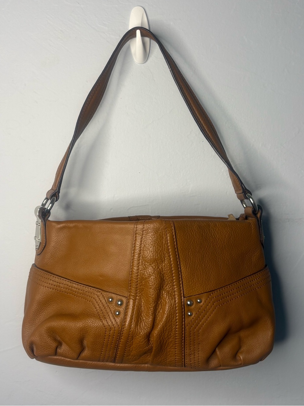 Tignanello Genuine Leather Brown Shoulder Bag Hobo Purse